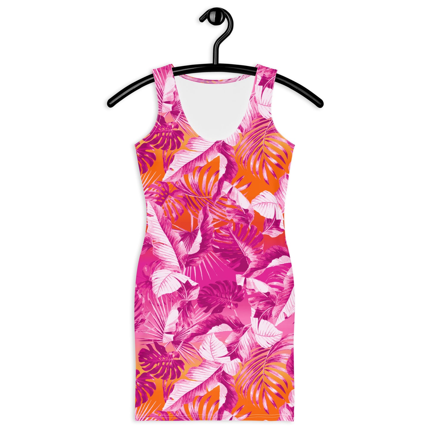 " Sunset Goddess" Printed Dress- Fuchsia / Orange Combo