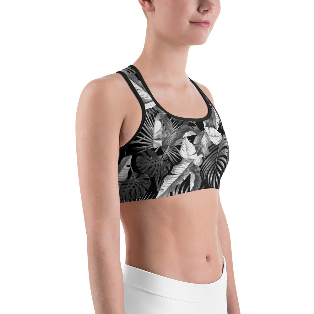 "Blac Goddess" Printed Sports bra / Bikini Top -Black / Grey Combo