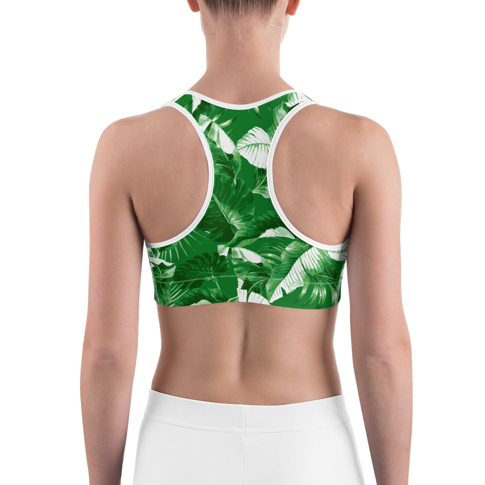 "Tropical Goddess" Printed Sports bra / Bikini Top -Kelly Green Combo