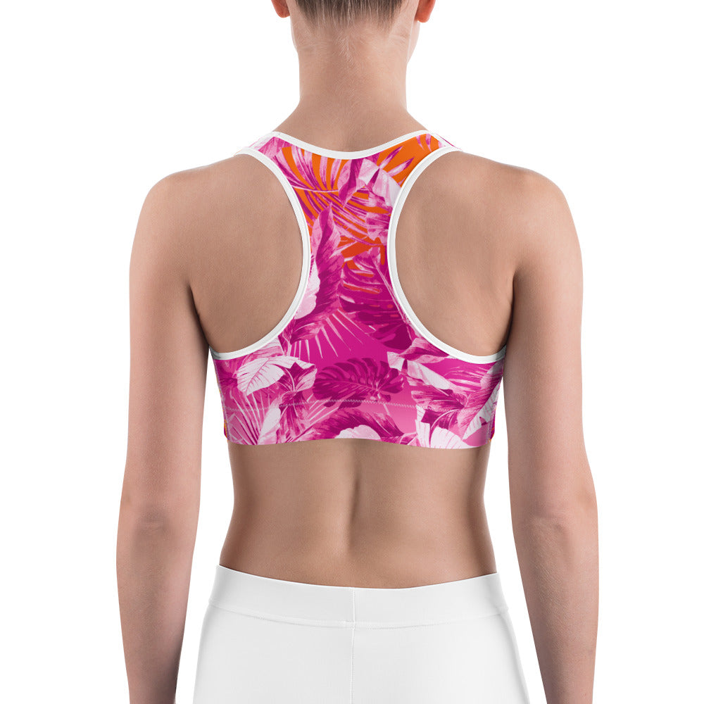 " Sunset Goddess" Printed Sports bra / Bikini Top-Fuchsia / Orange Combo