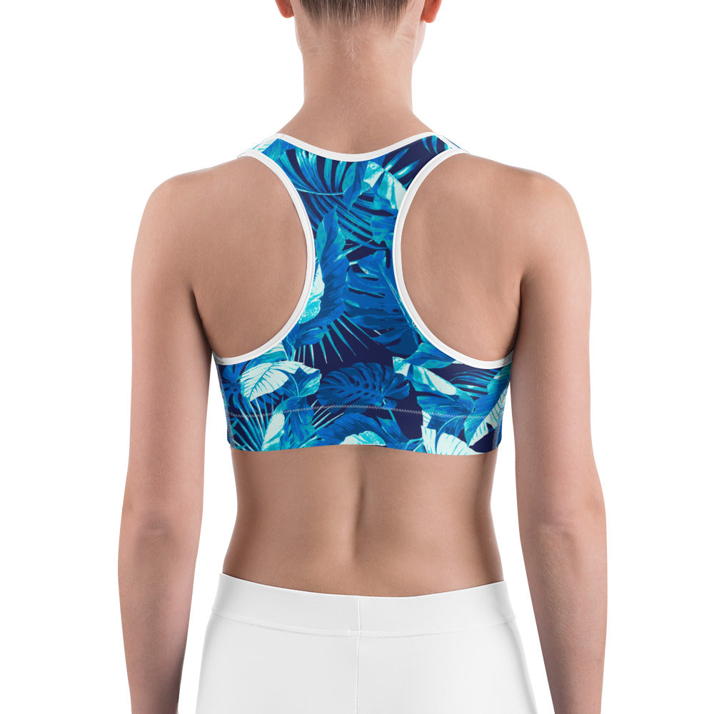 "Aquatic Goddess" Printed Sports bra / Bikini Top-Blue Combo