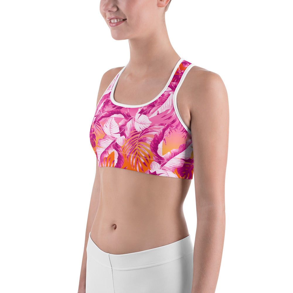 " Sunset Goddess" Printed Sports bra / Bikini Top-Fuchsia / Orange Combo