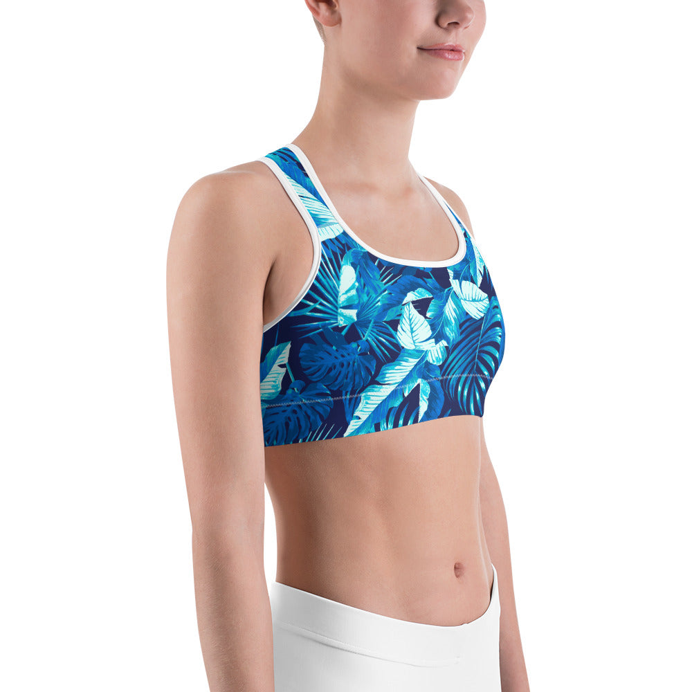 "Aquatic Goddess" Printed Sports bra / Bikini Top-Blue Combo
