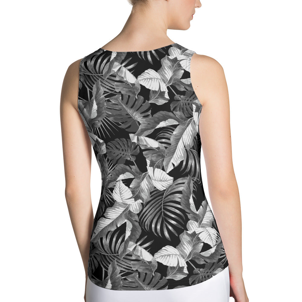 "Blac Goddess" Printed Tank Top-Black / Grey Combo