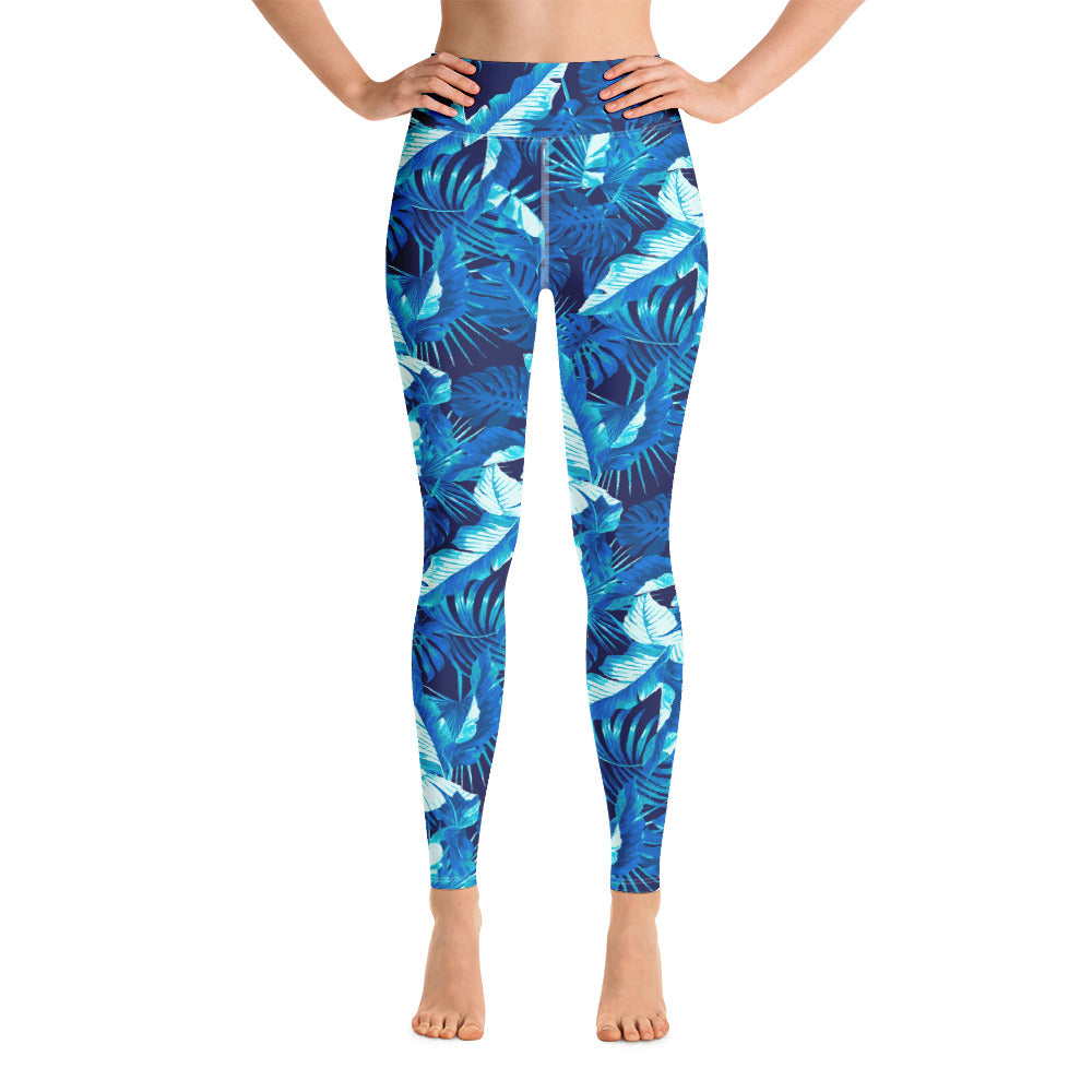"Aquatic Goddess" Printed Leggings-Blue Combo