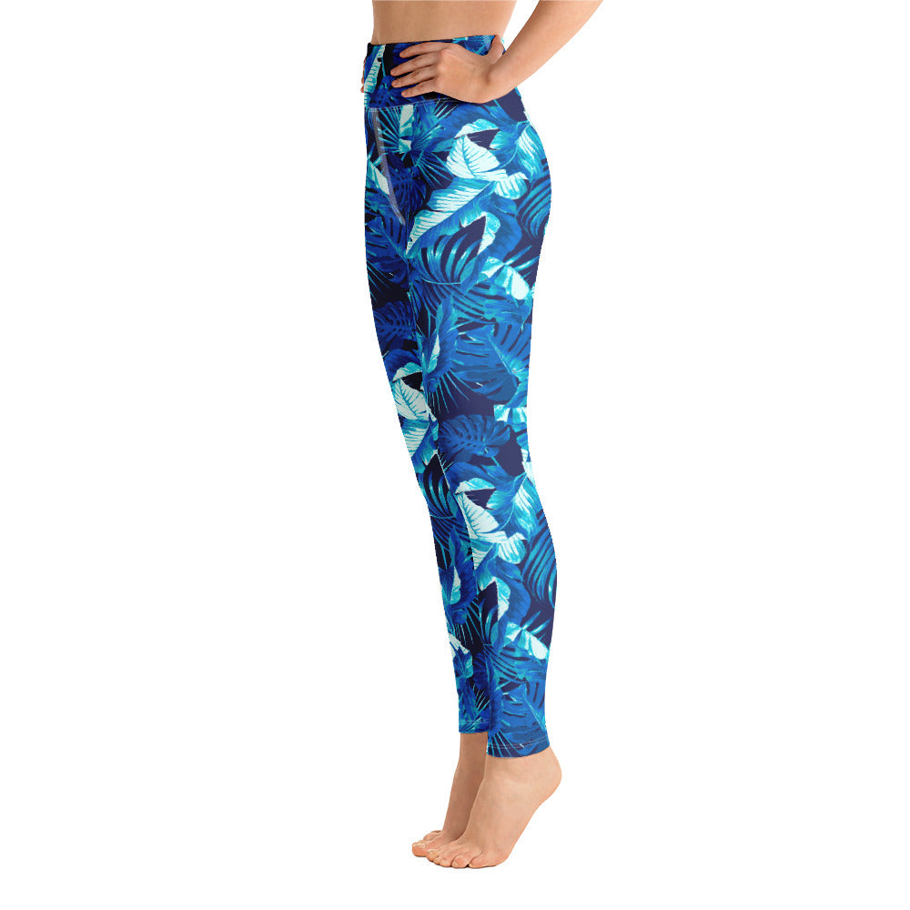 "Aquatic Goddess" Printed Leggings-Blue Combo