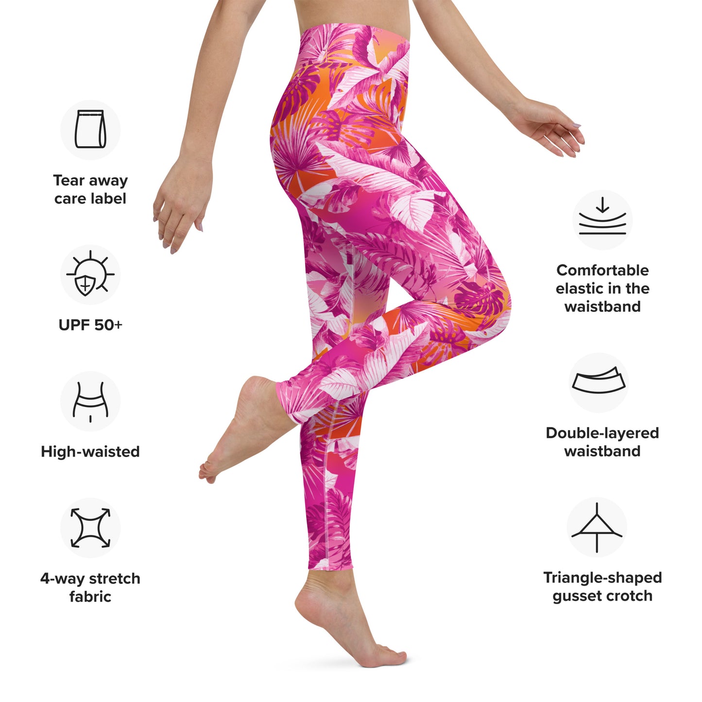 " Sunset Goddess" Printed Leggings- Fuchsia / Orange Combo