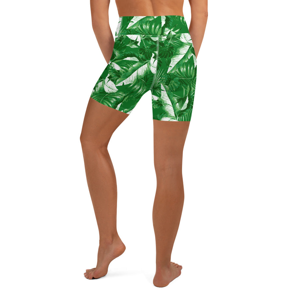 "Tropical Goddess" Printed Shorts-Kelly Green Combo