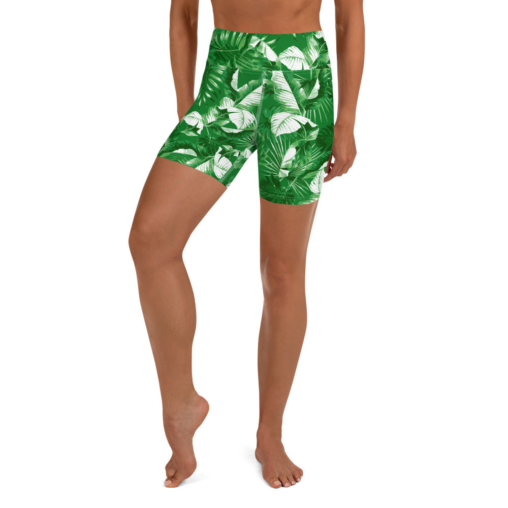 "Tropical Goddess" Printed Shorts-Kelly Green Combo