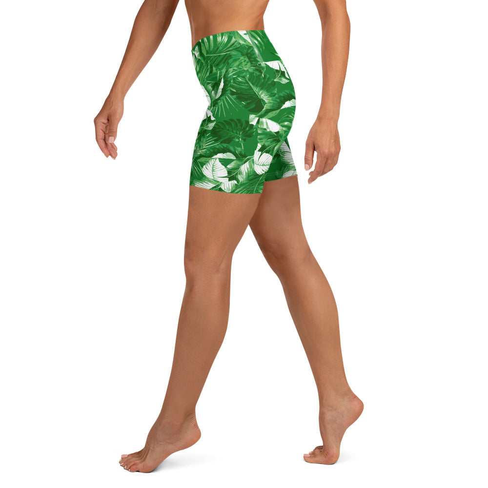 "Tropical Goddess" Printed Shorts-Kelly Green Combo