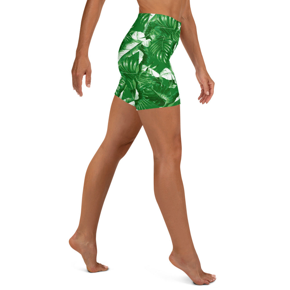 "Tropical Goddess" Printed Shorts-Kelly Green Combo