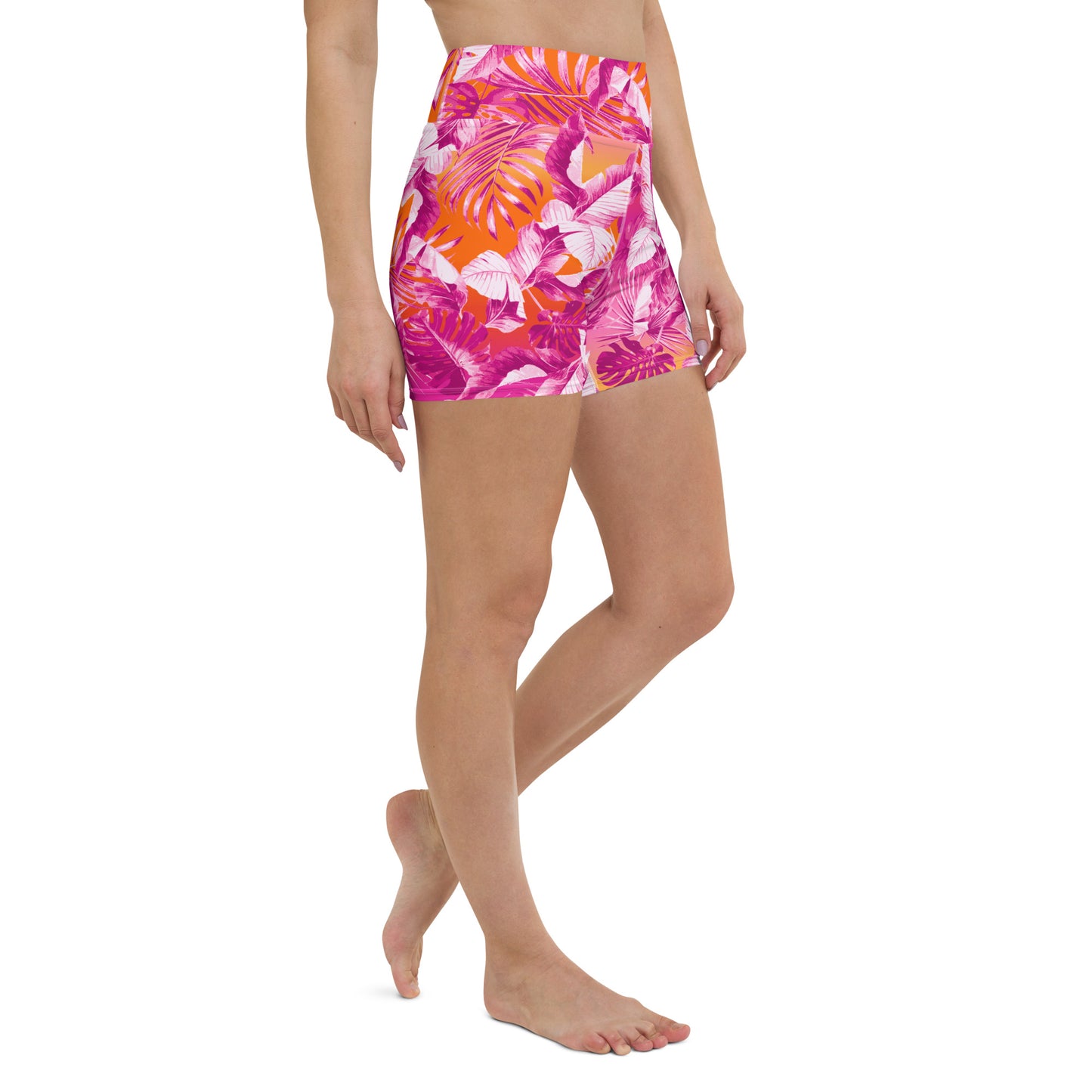 " Sunset Goddess" Printed Shorts-Fuchsia / Orange Combo