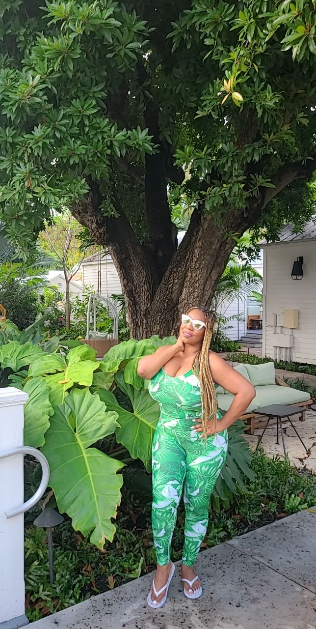 "Tropical Goddess" Printed Leggings -Kelly Green Combo