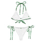 "Tropical Goddess" Allover Printed recycled string bikini-White / Green Combo