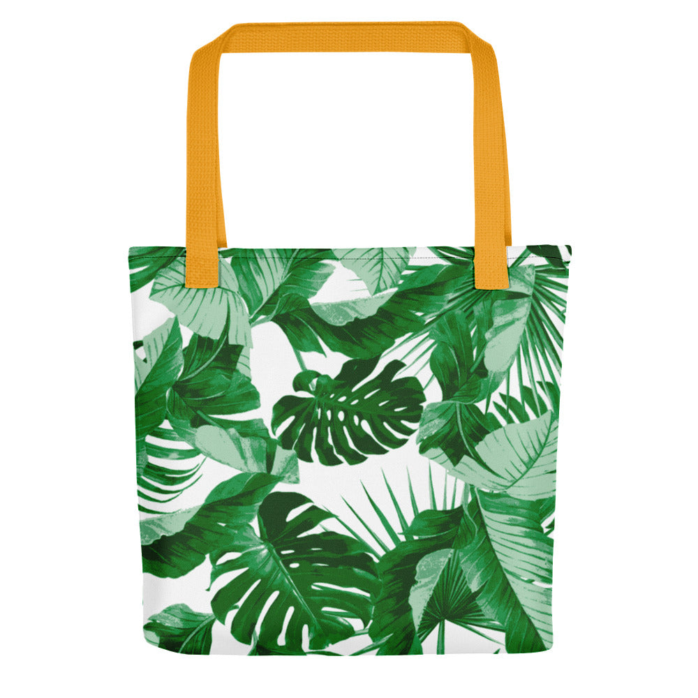 "Tropical Goddess" Printed Tote bag- White / Green