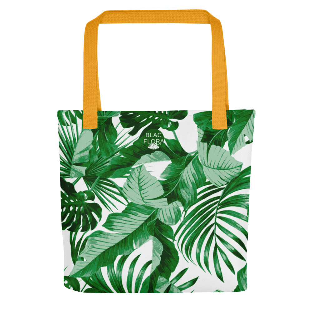 "Tropical Goddess" Printed Tote bag- White / Green