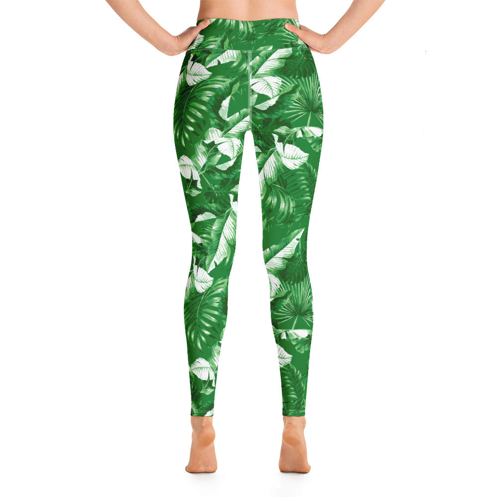 "Tropical Goddess" Printed Leggings -Kelly Green Combo