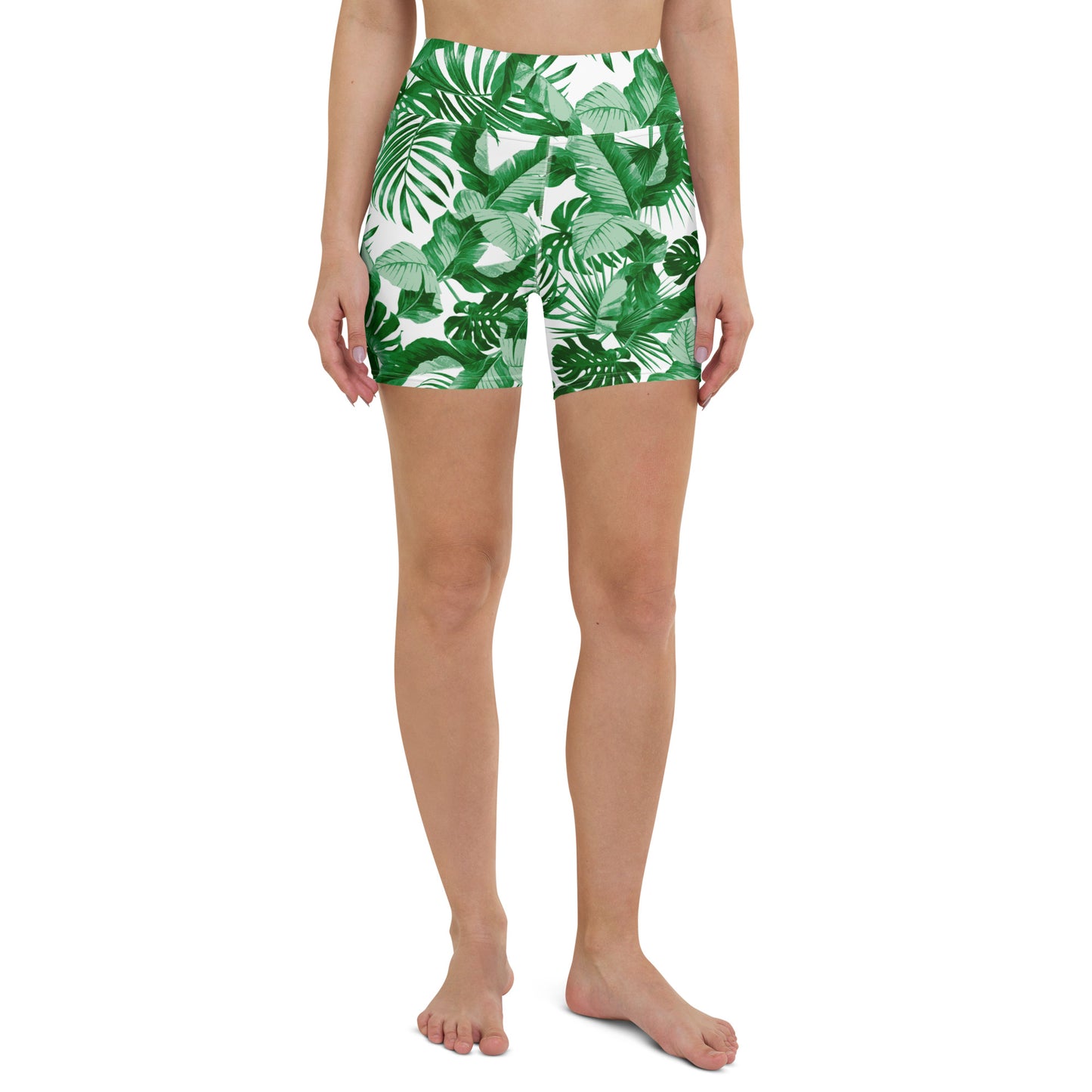 "Tropical Goddess" Printed Shorts -White / Green Combo